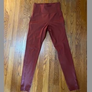 Girlfriend Collective rust red compressive high rise leggings